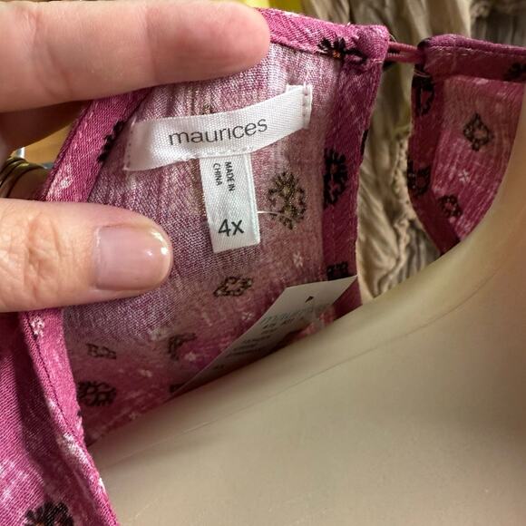 Maurices Lattice Neck Tank Top Size 4X in Pink Ikat Print - Picture 13 of 13